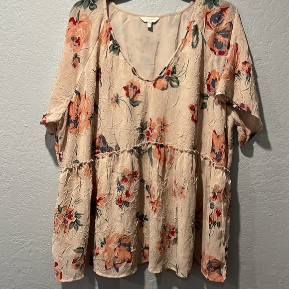 Lucky Brand Cream Flutter Sleeve Blouse boho - Picture 2 of 4